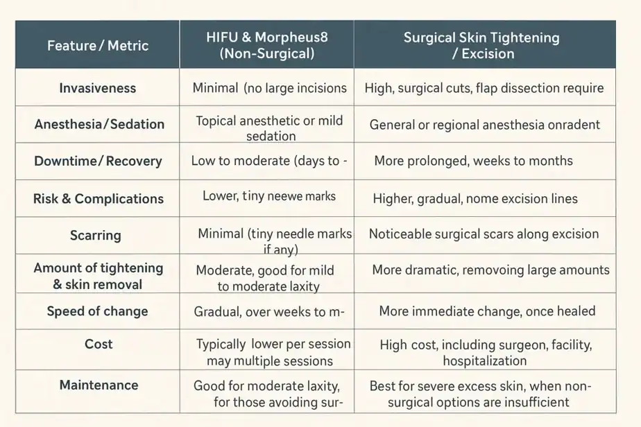 Table showing benefits of Lipo Freeze 2 U Old Trafford treatments for skin tightening following weight loss injections.
